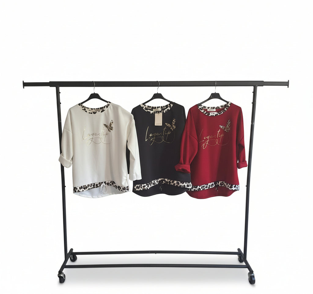 Pulli mit Leo abgesetzt und Gold-Schrift Vorne und Zug-Band