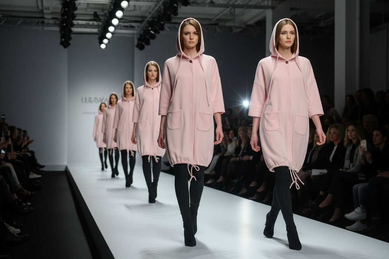 Lange Jacke mit Knöpfen und Kapuze