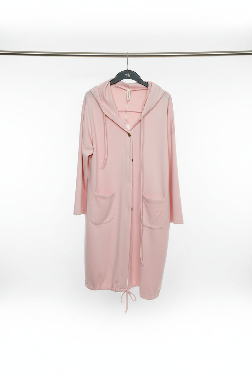 Lange Jacke mit Knöpfen und Kapuze