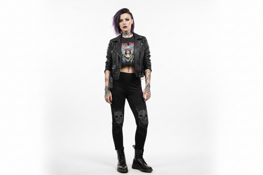 Leggings Hose Skull Elsa Mega Straß auf beiden beinen