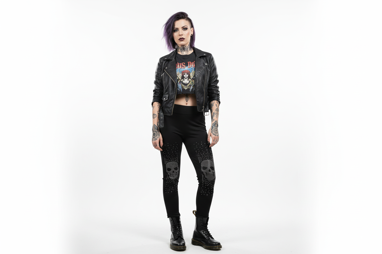 Leggings Hose Skull Elsa Mega Straß auf beiden beinen