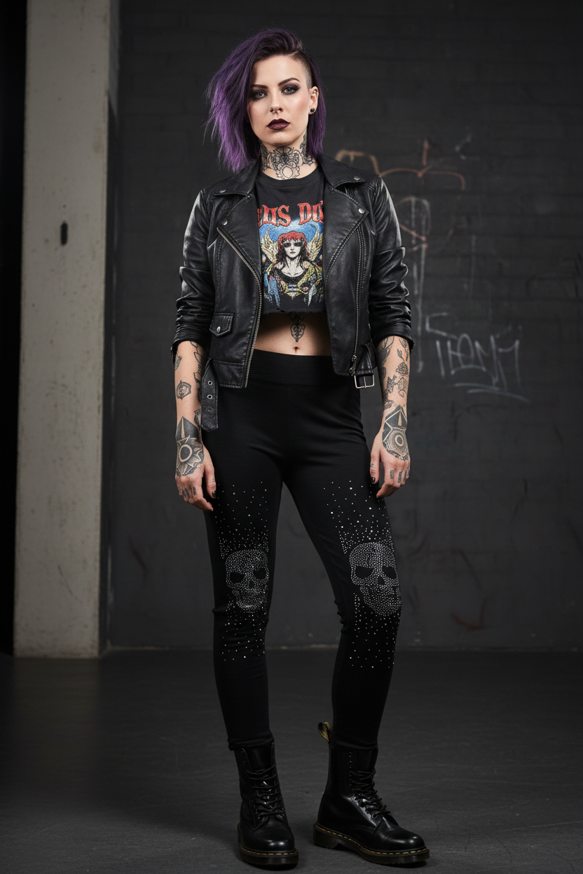 Leggings Hose Skull Elsa Mega Straß auf beiden beinen