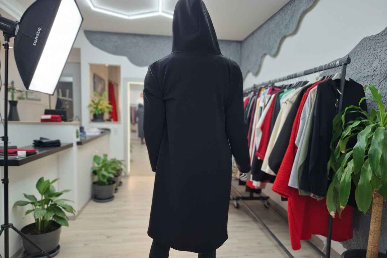 Long Mantel offen zu tragen